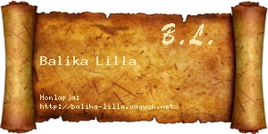 Balika Lilla névjegykártya